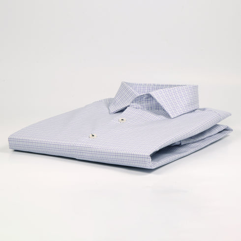 ZR Light Purple & White Mini-checkered Shirt